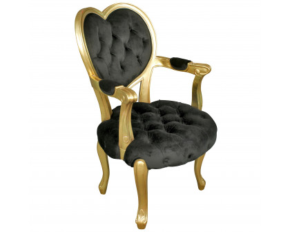 Toscano™ Sweetheart Victorian-Style Armchair - Gold/Black, Mahogany/Velvet