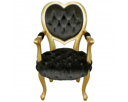 Toscano™ Sweetheart Victorian-Style Armchair - Gold/Black, Mahogany/Velvet