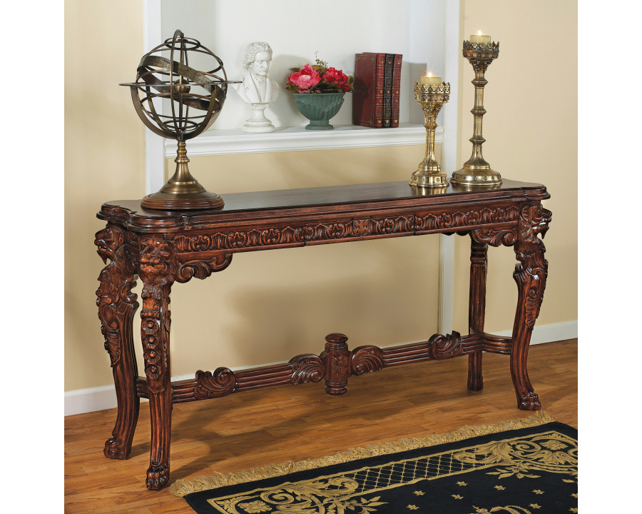 Toscano - Lord Raffles Grand Hall Lion Leg Console in Walnut, Mahogany