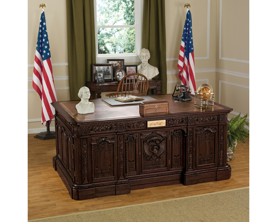 Toscano - Oval Office Presidents H.M.S. Resolute Desk in Walnut, Mahogany