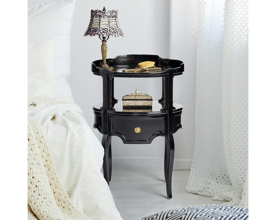 Toscano - Adoree French Occasional Side Table in Black, Mahogany