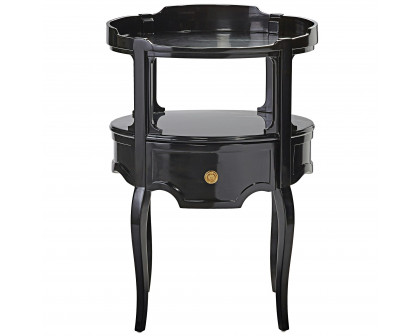 Toscano - Adoree French Occasional Side Table in Black, Mahogany