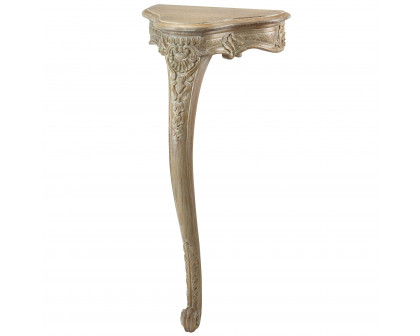 Toscano - Petite Louis XV Style Wall Mount Console Table in Whitewash, Mahogany