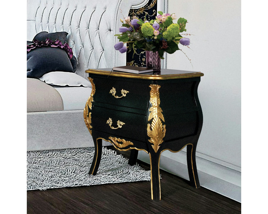 Toscano - Saint-Honore Bombe Nightstand Side Table in Mahogany