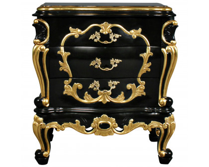 Toscano - Viennese Rococo Nightstand Side Table in  Mahogany