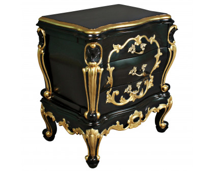 Toscano - Viennese Rococo Nightstand Side Table in  Mahogany