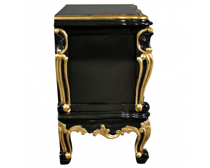 Toscano - Viennese Rococo Nightstand Side Table in  Mahogany