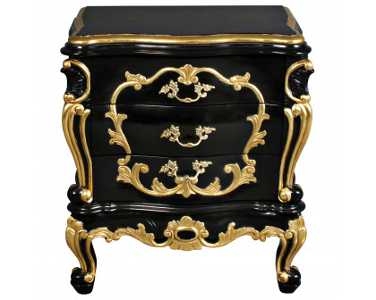 Toscano - Viennese Rococo Nightstand Side Table in  Mahogany