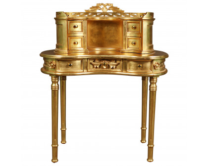 Toscano - Lady Constance’s Petite Writing Desk in Gold, Mahogany