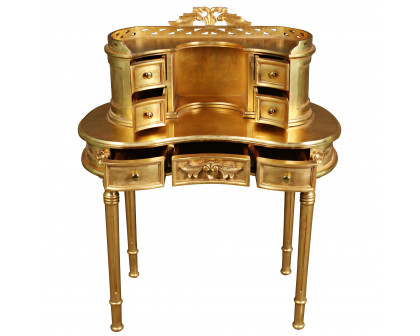 Toscano - Lady Constance’s Petite Writing Desk in Gold, Mahogany