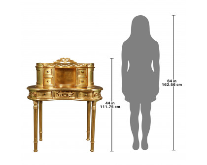 Toscano - Lady Constance’s Petite Writing Desk in Gold, Mahogany