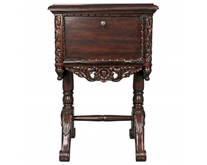 Toscano - Lady Rebecca Victorian-Style Bedside Table in Cherry, Mahogany