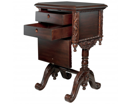 Toscano - Lady Rebecca Victorian-Style Bedside Table in Cherry, Mahogany