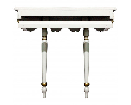 Toscano - Louis XVI-Style Crescent Golden Ribbon Wall Console Table in Ivory/Gold, Mahogany