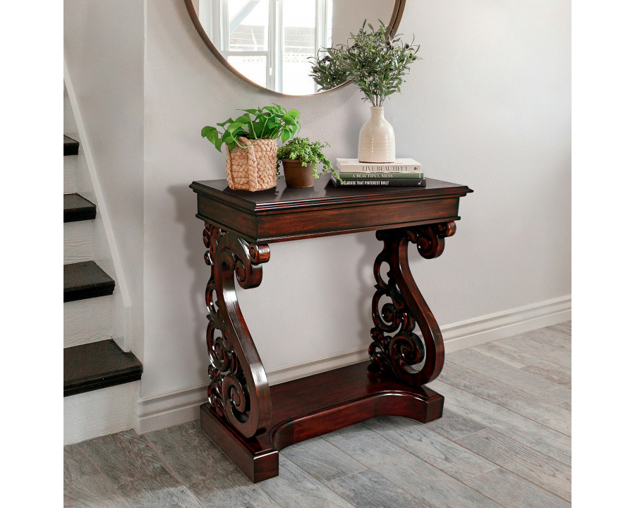 Toscano - Mucha Console Table in Walnut, Mahogany