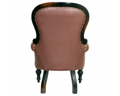 Toscano - Victorian-Style Wing Chair in Brown, Faux Leather