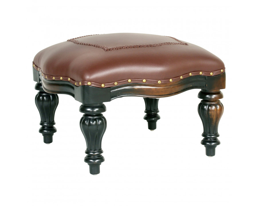 Toscano - Victorian Rococo Ottoman in Faux Leather