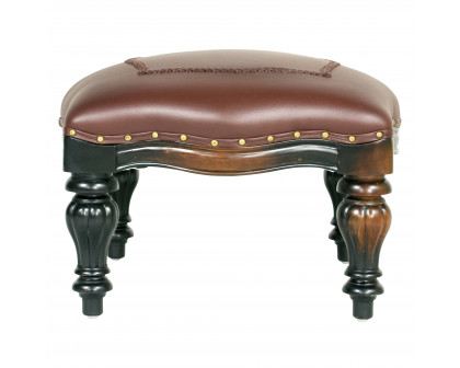 Toscano - Victorian Rococo Ottoman in Faux Leather