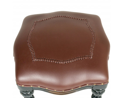 Toscano - Victorian Rococo Ottoman in Faux Leather