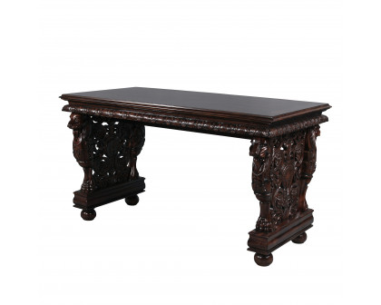 Toscano - Effingham Gryphon Library Table in Cherry, Mahogany