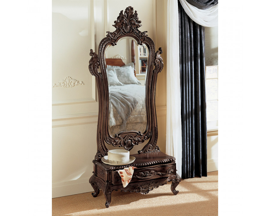 Toscano - Thornwood Manor Victorian Dressing Mirror in Cherry, Mahogany