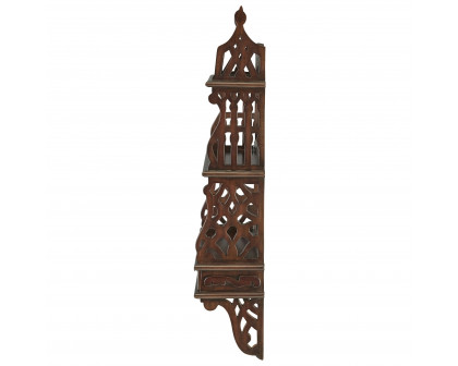 Toscano - Chinese Chippendale-Style Curio Shelves in Walnut, Mahogany