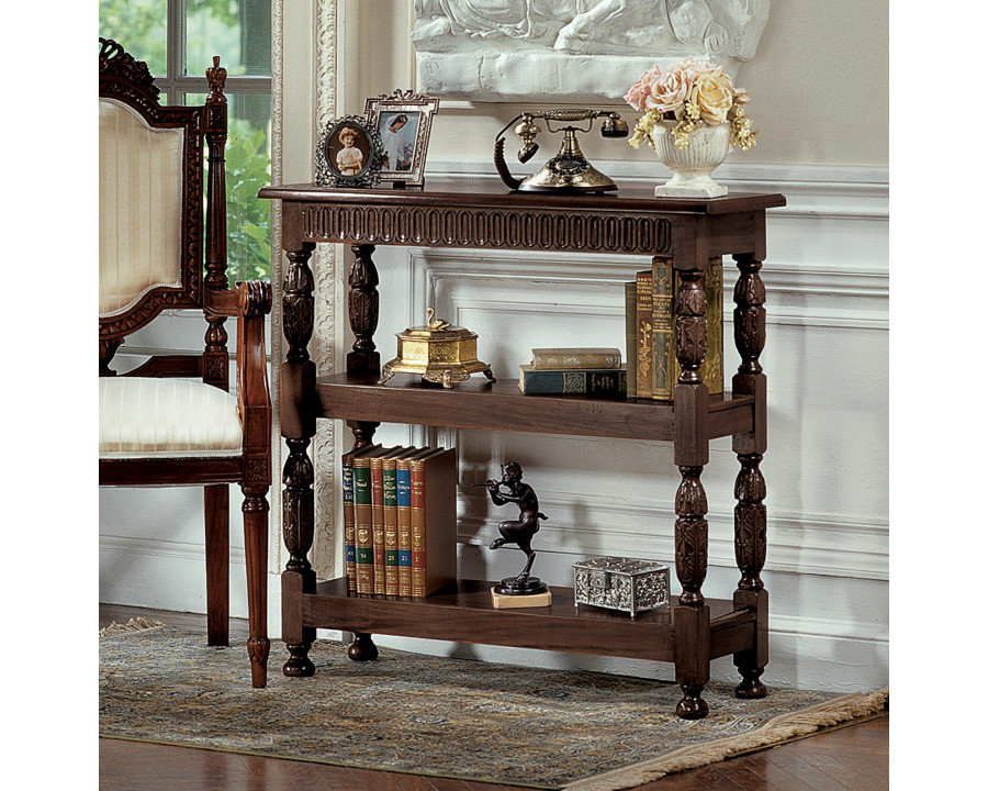 Toscano - Jacobean-Style Etagere Bookshelf in Cherry, Mahogany