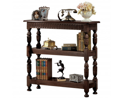 Toscano - Jacobean-Style Etagere Bookshelf in Cherry, Mahogany