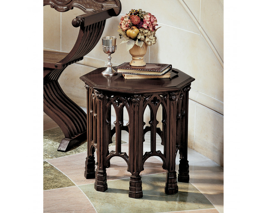 Toscano - Gothic Revival Octagonal Side Table in Mahogany