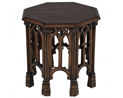 Toscano - Gothic Revival Octagonal Side Table in Mahogany