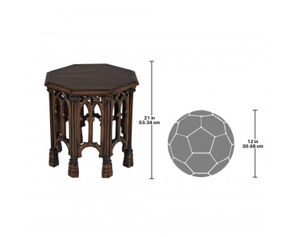 Toscano - Gothic Revival Octagonal Side Table in Mahogany