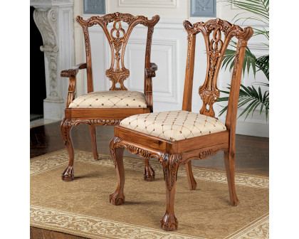 Toscano - Set of 6 English Chippendale Chairs in Pine, Wood