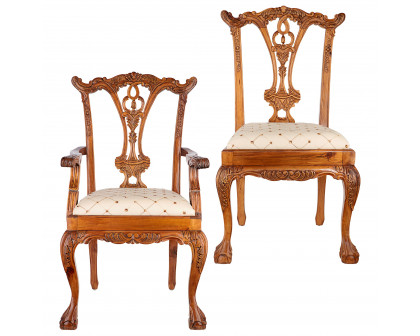 Toscano - Set of 6 English Chippendale Chairs in Pine, Wood