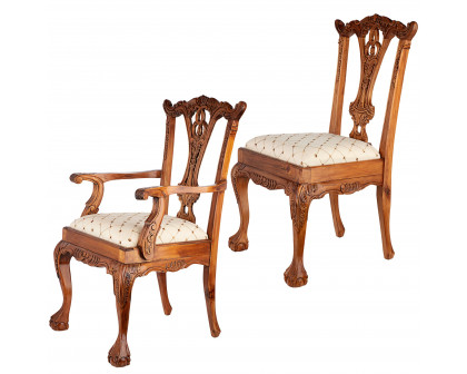 Toscano - Set of 6 English Chippendale Chairs in Pine, Wood