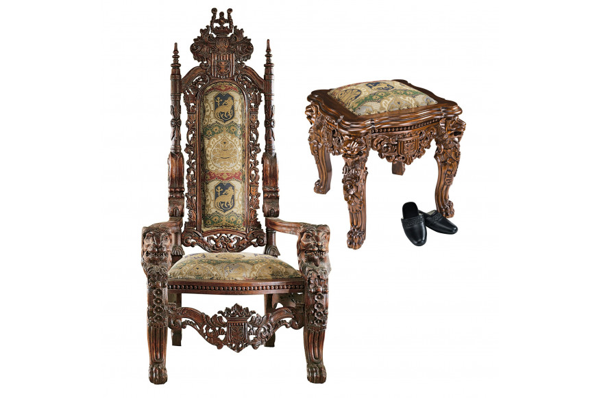 Toscano™ The Lord Raffles Throne with Ottoman - Mahogany