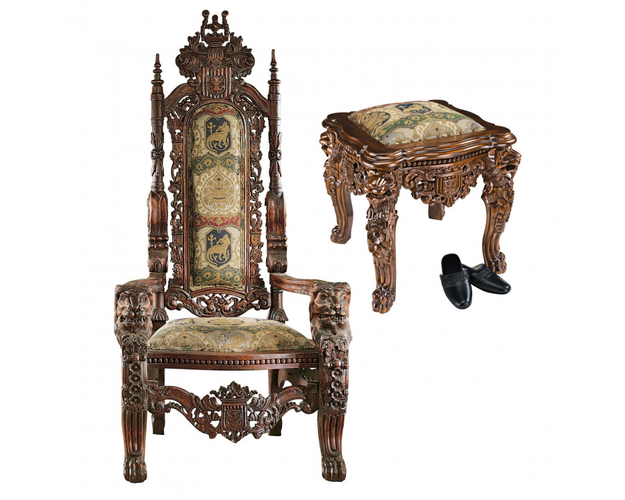 Toscano - The Lord Raffles Throne with Ottoman in Mahogany