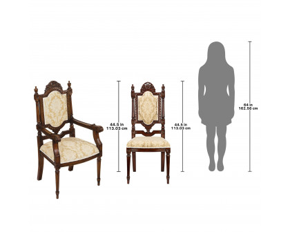 Toscano - Set of 6 Salon des Rosiers Dining Chairs in Walnut, Mahogany