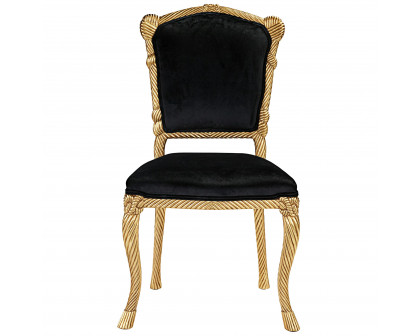 Toscano™ Set of 2 Chateau de Compiegne Rope and Tassel Chairs - Ebony/Gold, Velvet/Mahogany