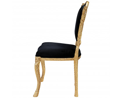 Toscano™ Set of 2 Chateau de Compiegne Rope and Tassel Chairs - Ebony/Gold, Velvet/Mahogany