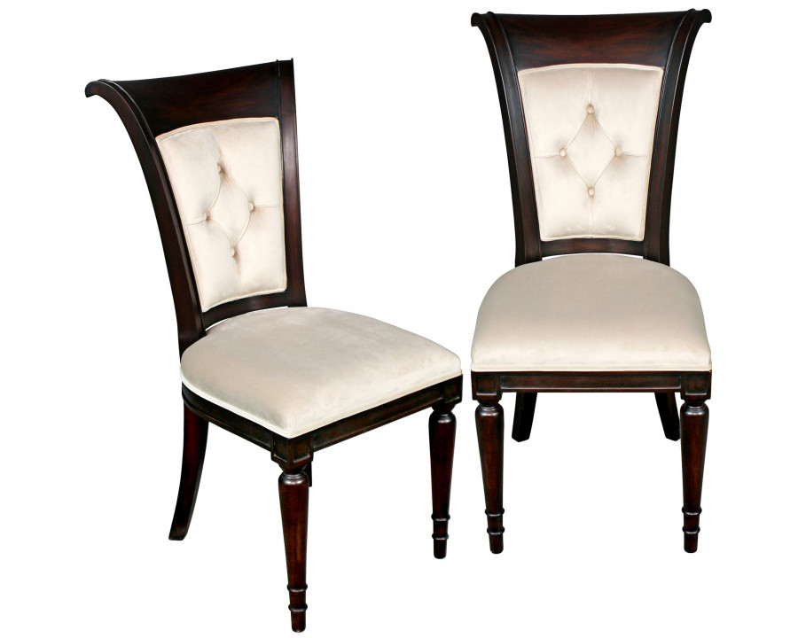 Toscano - Set of 2 Bacall Waterfall Curved Back Dining Chairs in Walnut, Mahogany