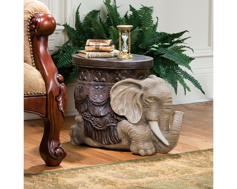 Toscano - The Sultans Elephant Sculptural Side Table in Designer Resin