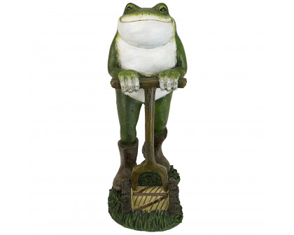 Toscano - Moses the Garden Toad Lawn Mower Frog Statue