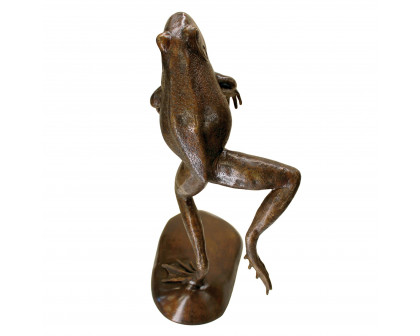 Toscano LeapingSpitting Frog Garden Statue - Brown Sepia