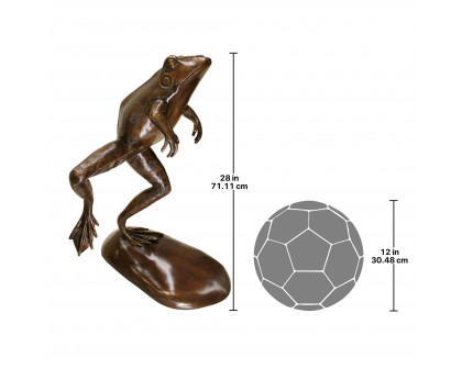 Toscano LeapingSpitting Frog Garden Statue - Brown Sepia