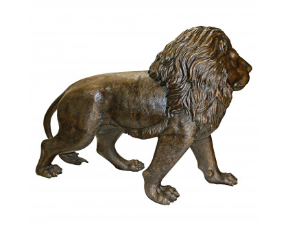 Toscano Guardian Lion Garden Statue - Left Foot Forward