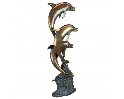 Toscano - Triple Leaping Dolphins Garden Statue