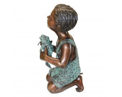 Toscano New FriendBoy with Frog Garden Statue - Piped for Water