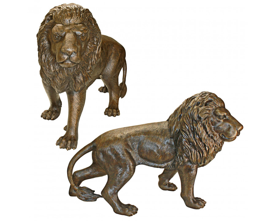 Toscano - Set of Right and Left Guardian Lion Garden Statues