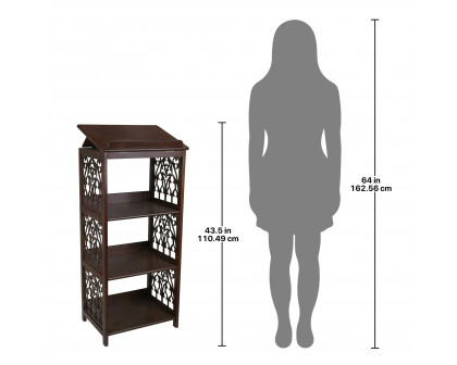 Toscano - Saint Thomas Aquinas Gothic Bookcase in Walnut, Wood