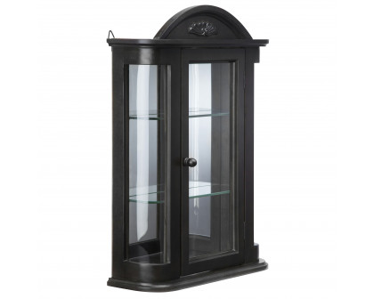 Toscano Rosedale Hardwood Wall Curio Cabinet - Ebony